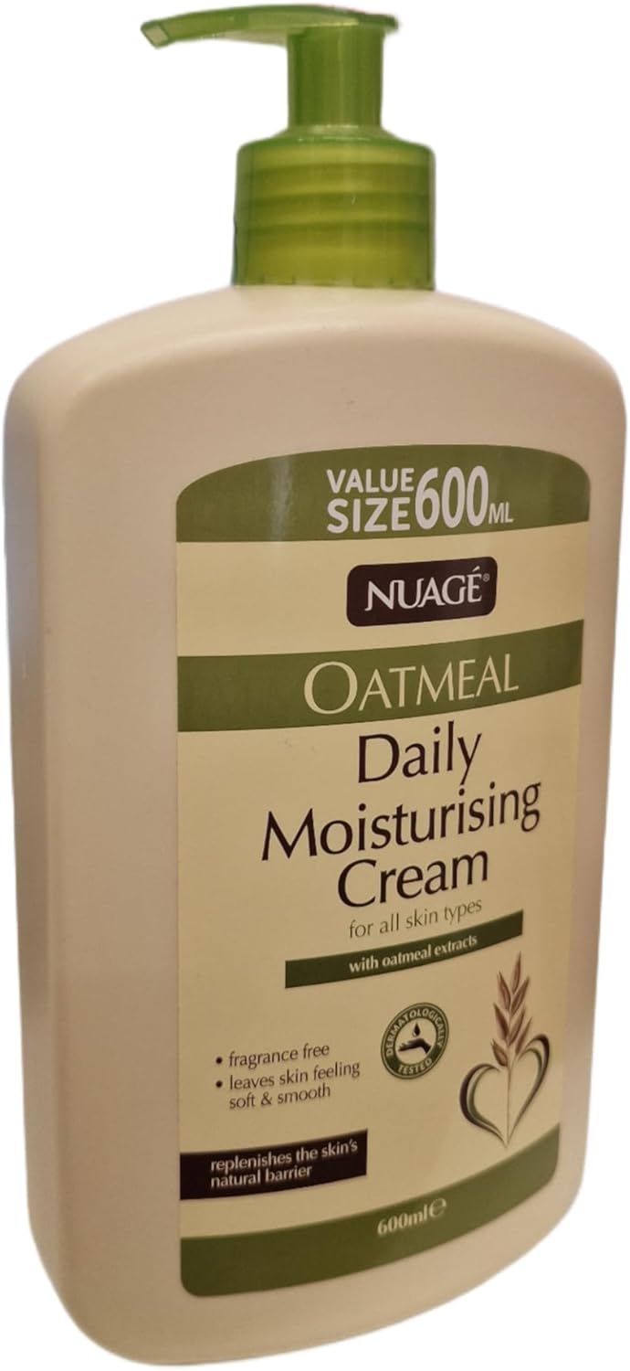 Nuage Oatmeal Moisturizing Cream - 600ml Pump Bottle, Soothing Extracts, Hydrating Formula for All Skin Types - Moisturizer, Skincare Body Care Gentle