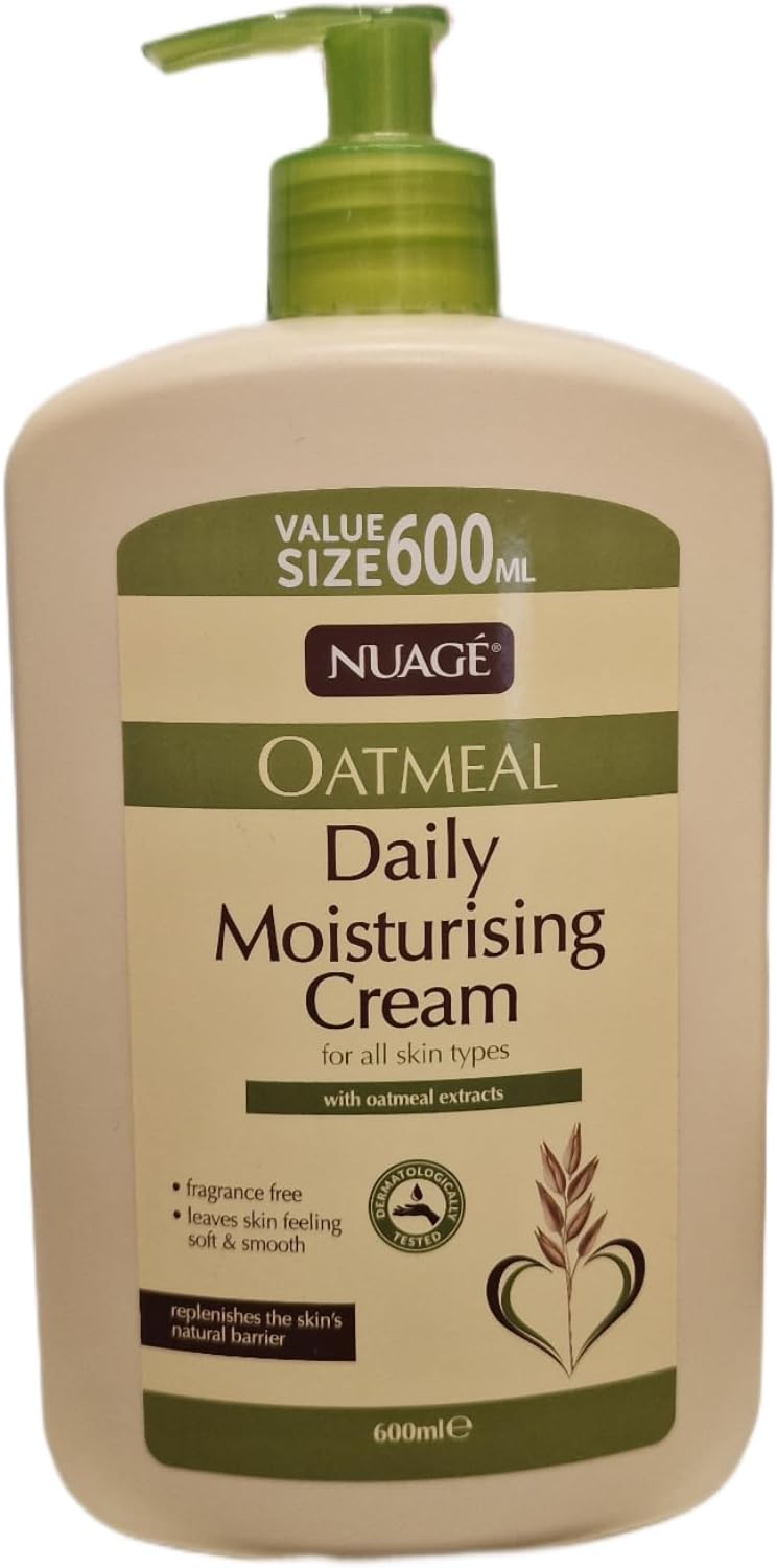 Nuage Oatmeal Moisturizing Cream - 600ml Pump Bottle, Soothing Extracts, Hydrating Formula for All Skin Types - Moisturizer, Skincare Body Care Gentle