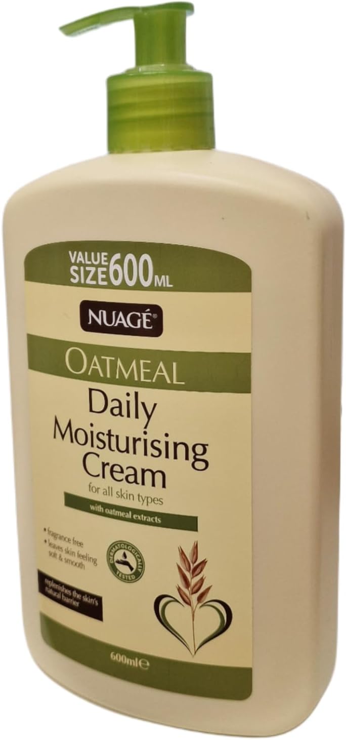 Nuage Oatmeal Moisturizing Cream - 600ml Pump Bottle, Soothing Extracts, Hydrating Formula for All Skin Types - Moisturizer, Skincare Body Care Gentle